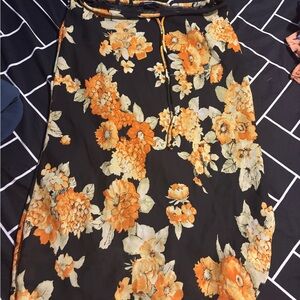 Reitmans Black and Orange Floral Skirt